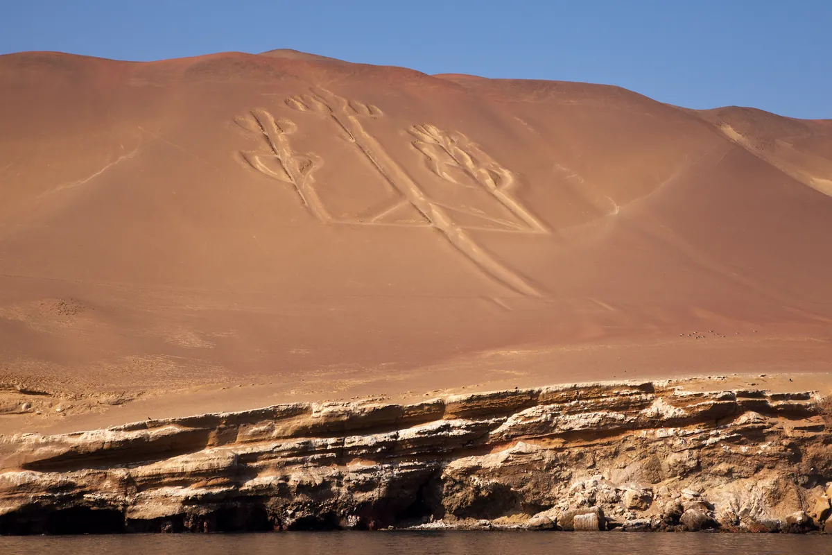 The Candelabra geoglyph on the Paracas peninsula, Peru